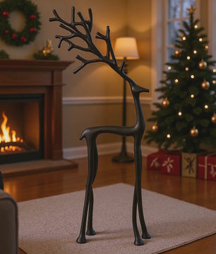 Klassiek Zwart Herten Beeldje - Elegante Kerstboomtopper & Jaarrond Decoratie