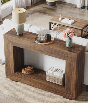 Tribesigns Farmhouse Console Tafel 119 cm - Industriële Halmeubel met Houten Look