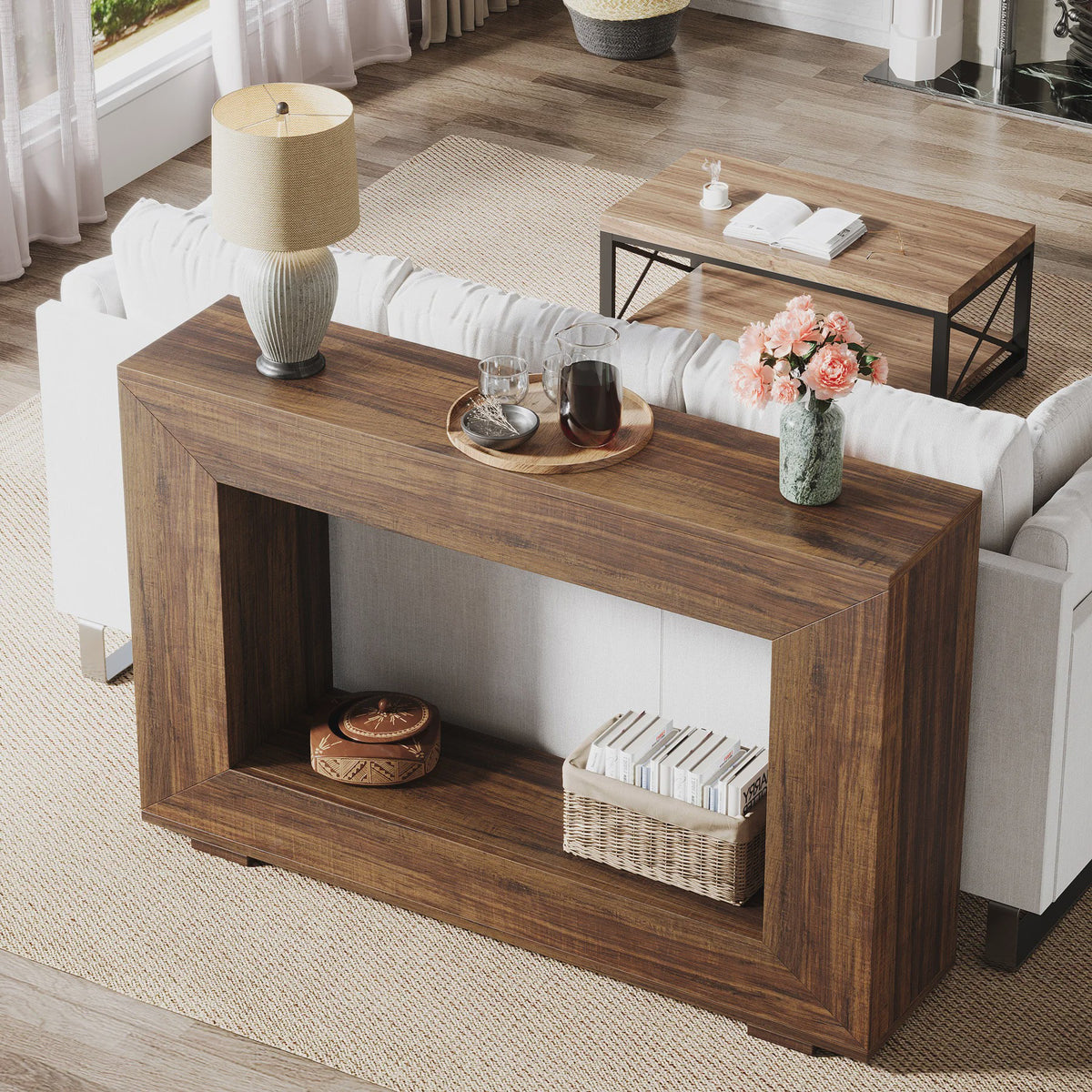 Tribesigns Farmhouse Console Tafel 119 cm - Industriële Halmeubel met Houten Look