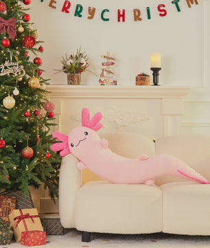 Glow-in-the-dark Axolotl Knuffelkussen 122cm - Magisch Pluche Kussen met Lichtgevende Oren, Cadeau voor Kinderen & Tieners