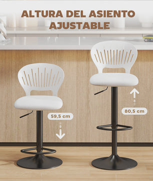 Set van 2 Zwarte Barstoelen met 360° Draai- en Hoogteverstelling (84-105 cm)
