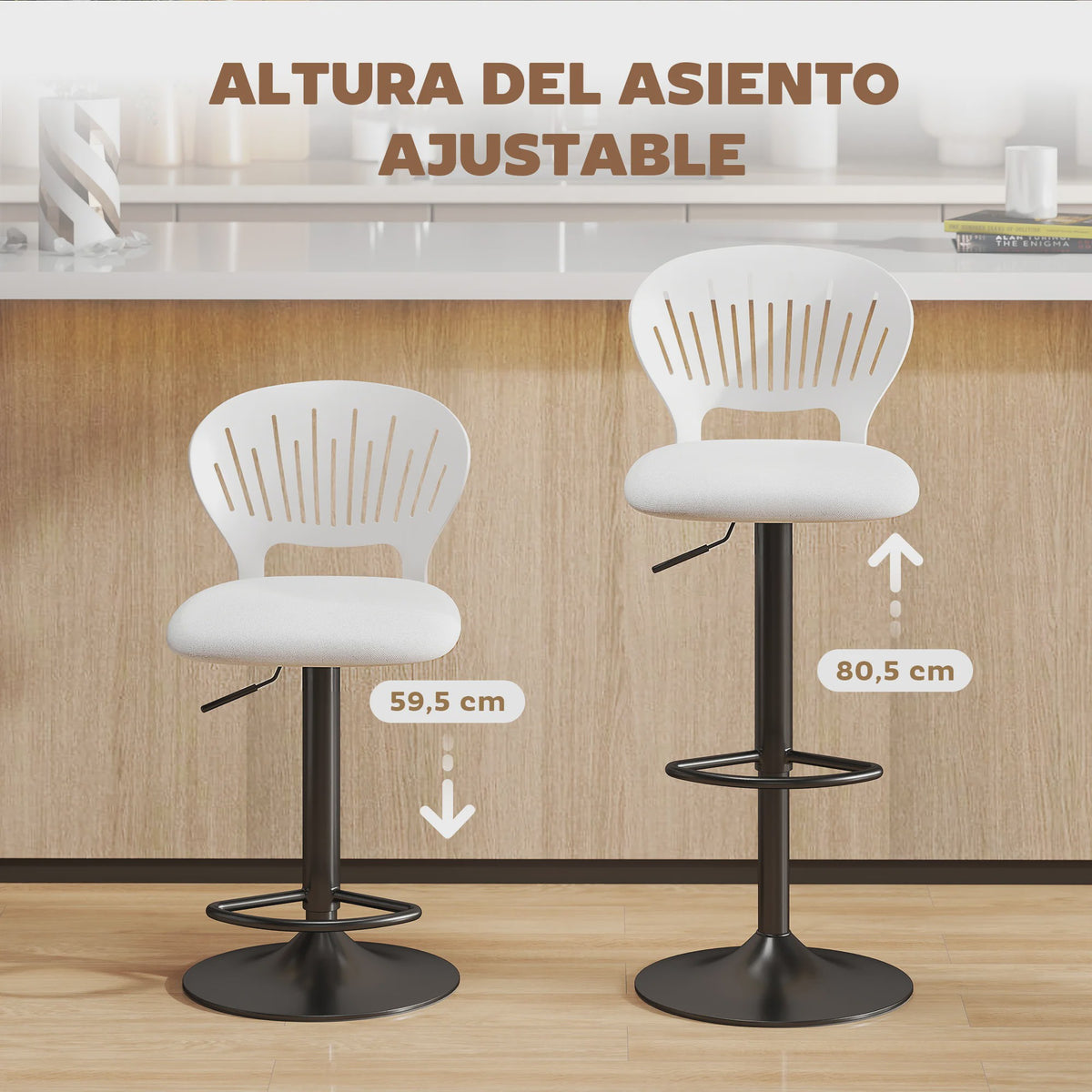 Set van 2 Zwarte Barstoelen met 360° Draai- en Hoogteverstelling (84-105 cm)