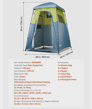 Draagbare Camping Douche- en Kleedtent - Privacy en Gemak voor Buitenactiviteiten