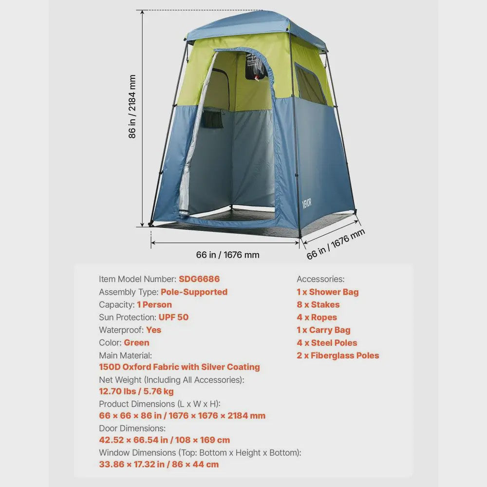 Draagbare Camping Douche- en Kleedtent - Privacy en Gemak voor Buitenactiviteiten
