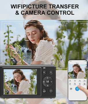 Ourlife Digitale Camera 5K 80MP met 18x Zoom, WIFI & Dual IPS Scherm - Vintage Vlog Camera