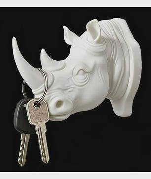 Creatieve Neushoornkop Wandhaak: Stijlvolle Sleutelhanger & Decoratieve Organizer