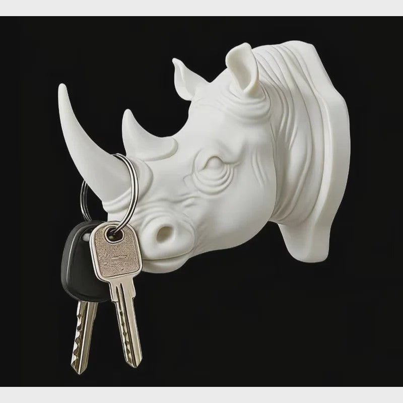 Creatieve Neushoornkop Wandhaak: Stijlvolle Sleutelhanger & Decoratieve Organizer