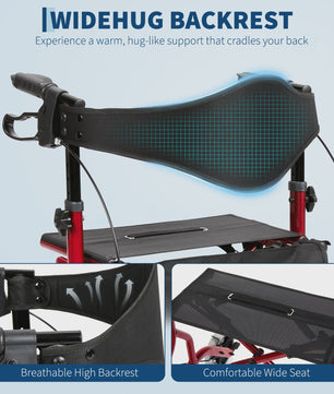 Lichtgewicht Aluminium Rollator met Zitting, Rugleuning en 8" Rubberen Wielen - Verstelbaar & Opvouwbaar