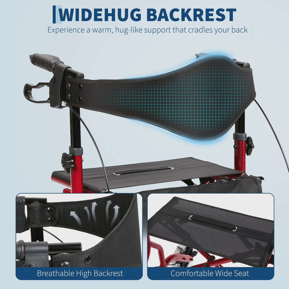 Lichtgewicht Aluminium Rollator met Zitting, Rugleuning en 8" Rubberen Wielen - Verstelbaar & Opvouwbaar