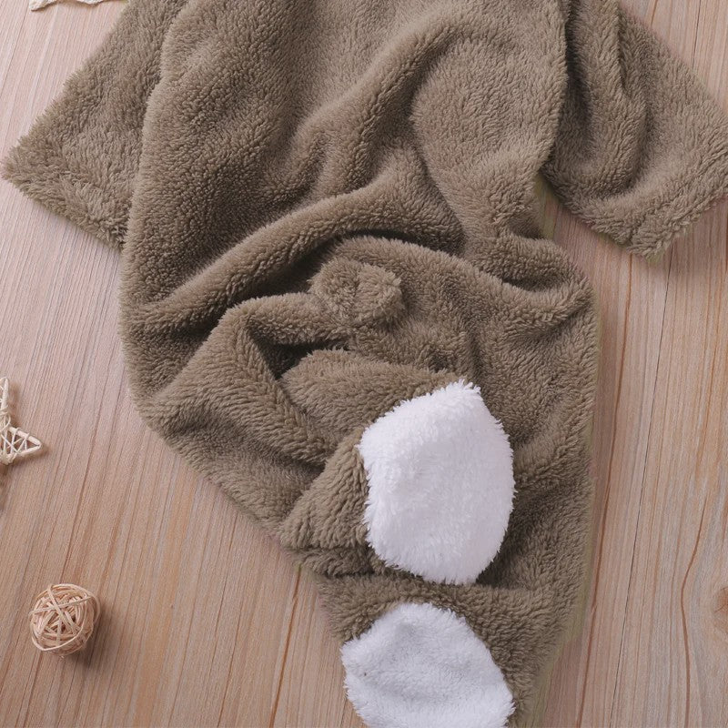 Schattige Baby Romper met Berenoren - Winter Jumpsuit voor Jongens & Meisjes