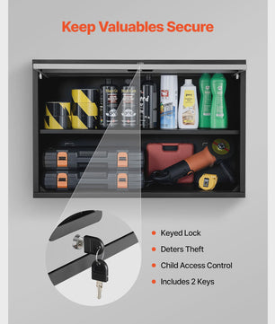 Metalen Wandkast 77cm - Zwevend Ophangsysteem voor Garage, Werkplaats & Keuken - Met Opklapdeur & Plank