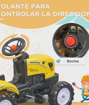 Gele Trap tractor met Aanhanger voor Kinderen - Rijplezier tot 35 kg