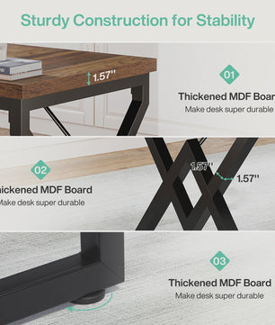 Tribesigns Bureau 160cm - Robuust Hout & Metaal - Ruim Werkblad
