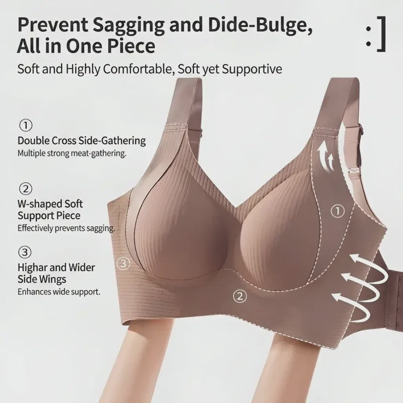 Comfortabele Draadloze Minimizer BH met Volledige Bedekking, Ademend en Naadloos met Zijsteun