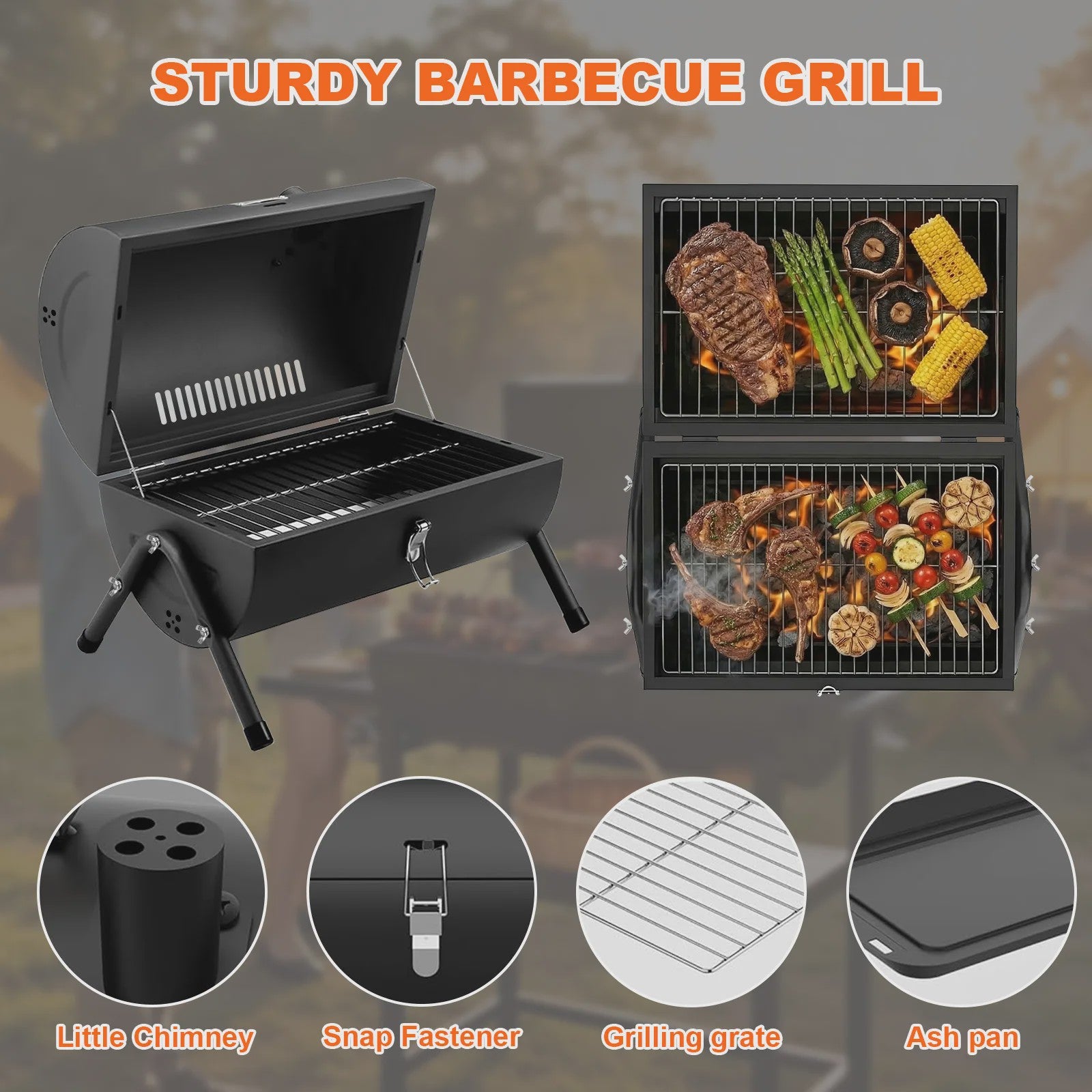 Draagbare Houtskool BBQ Grill - Compacte Barbecue voor Camping & Outdoor