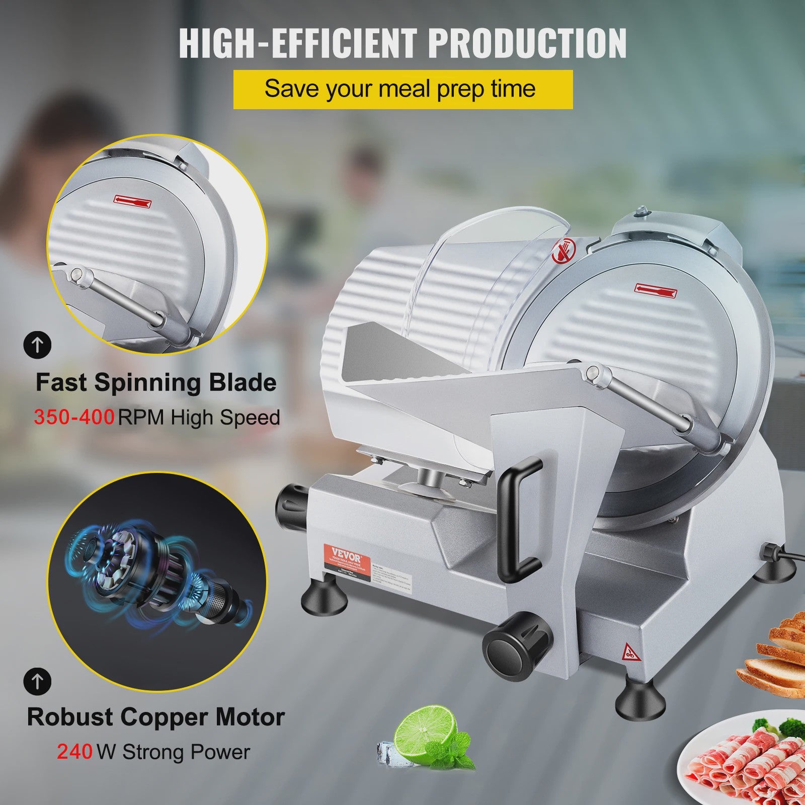 Professionele Elektrische Vlees Snijmachine 10 inch - Krachtig en Efficiënt