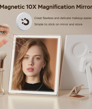 Verstelbare LED Make-up Spiegel met 10x Vergroting, Touchscreen & USB Oplaadbaar - 3 Kleuren & Dimbaar