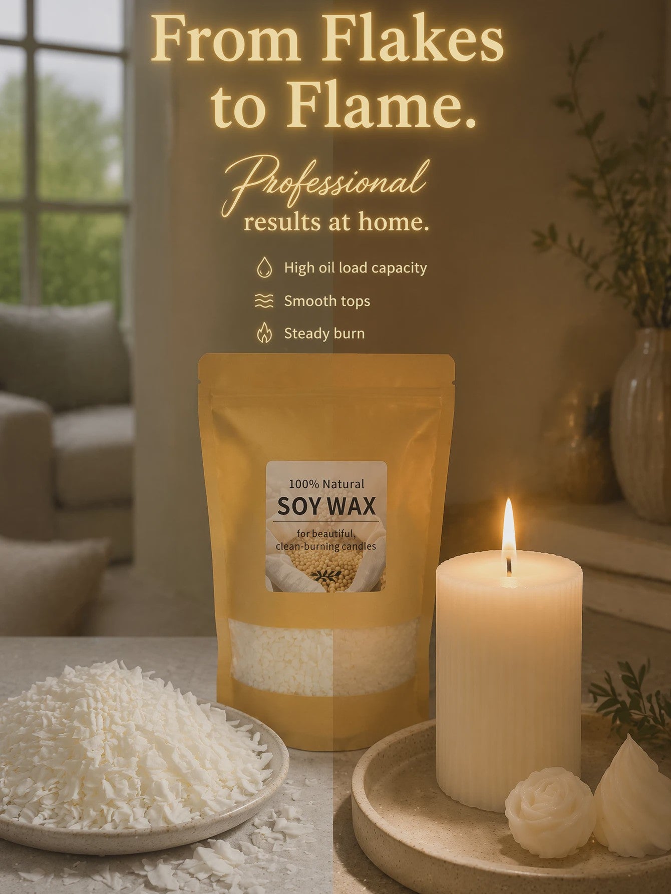 1000g Pure Natuurlijke Sojawas - Ideaal Grondstof voor DIY Kaarsen Maken