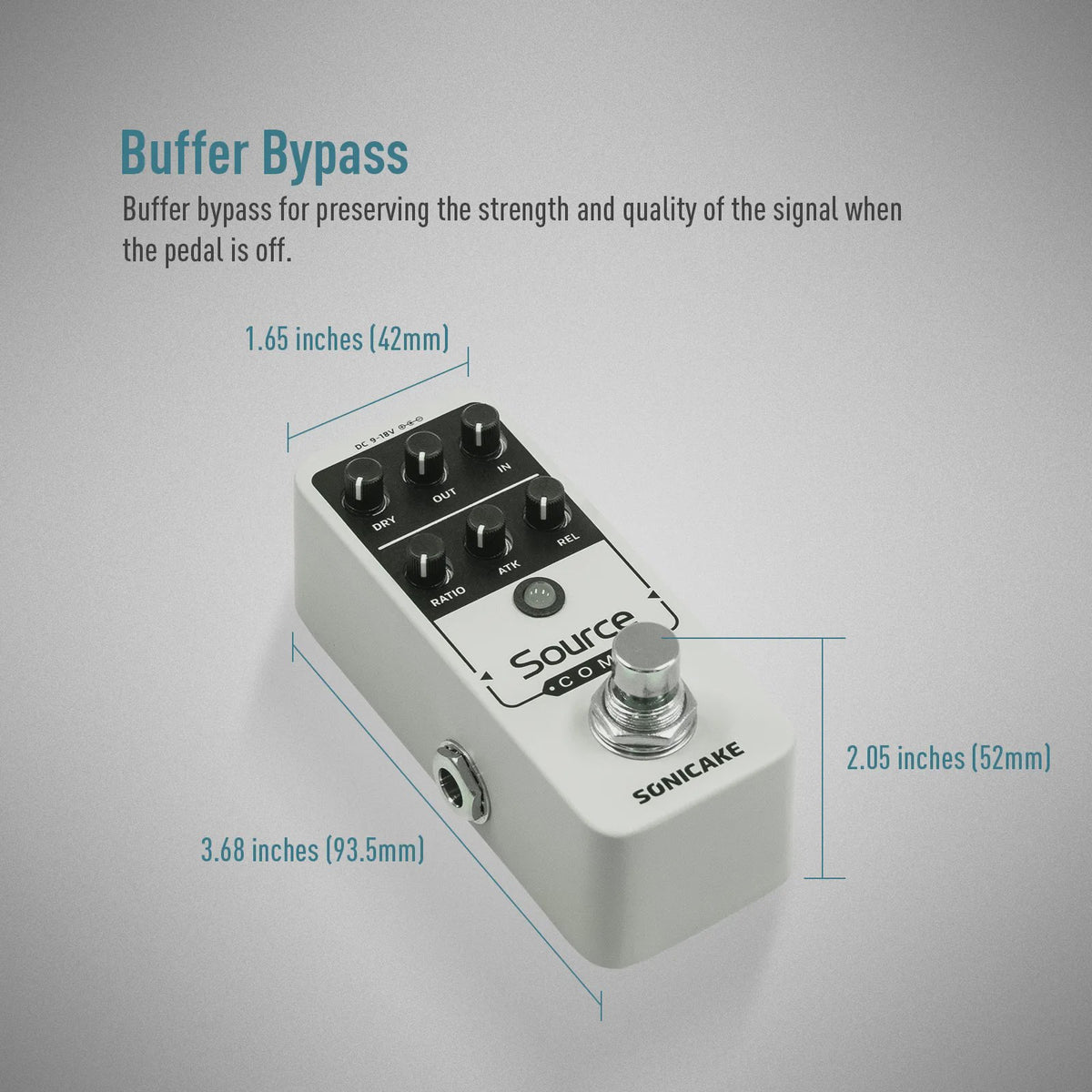 SONICAKE Source Compressor 1176 - Analoge Gitaar Effectpedaal met Studio Kwaliteit en Buffered Bypass