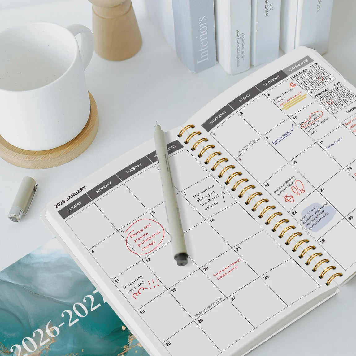 Academische Planner 2026-2027 A5 - Week & Maand - Spiraalbinding