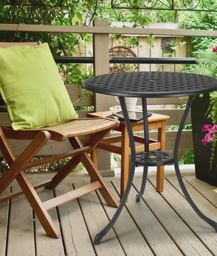 60cm Gietijzeren Bistro Tafel met Paragolhouder - Perfect voor Tuin, Terras & Balkon