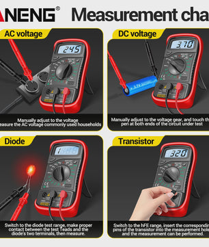ANENG AN8205C Digitale Multimeter - AC/DC Spanning, Stroom, Weerstand Tester met LCD & Backlight