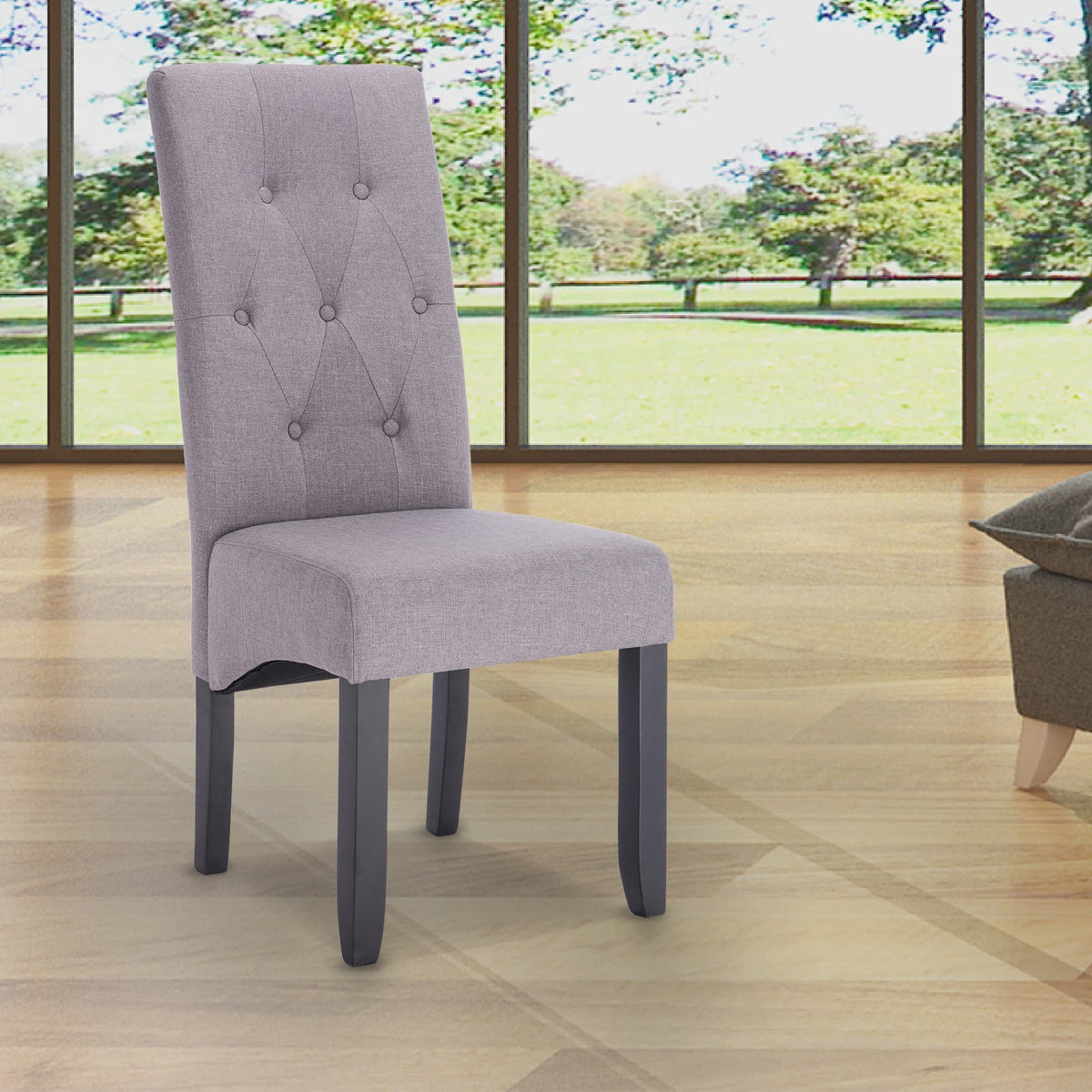 Set van 2 eetkamerstoelen met hoge rugleuning en comfortabele zitting - Massief Hout