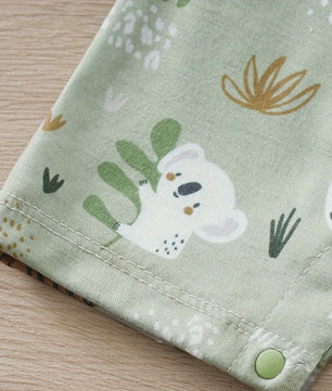 Schattige Baby Jongens Romper met Dierenprint - Faux Twee-delig met Korte Mouwen voor Pasgeborenen