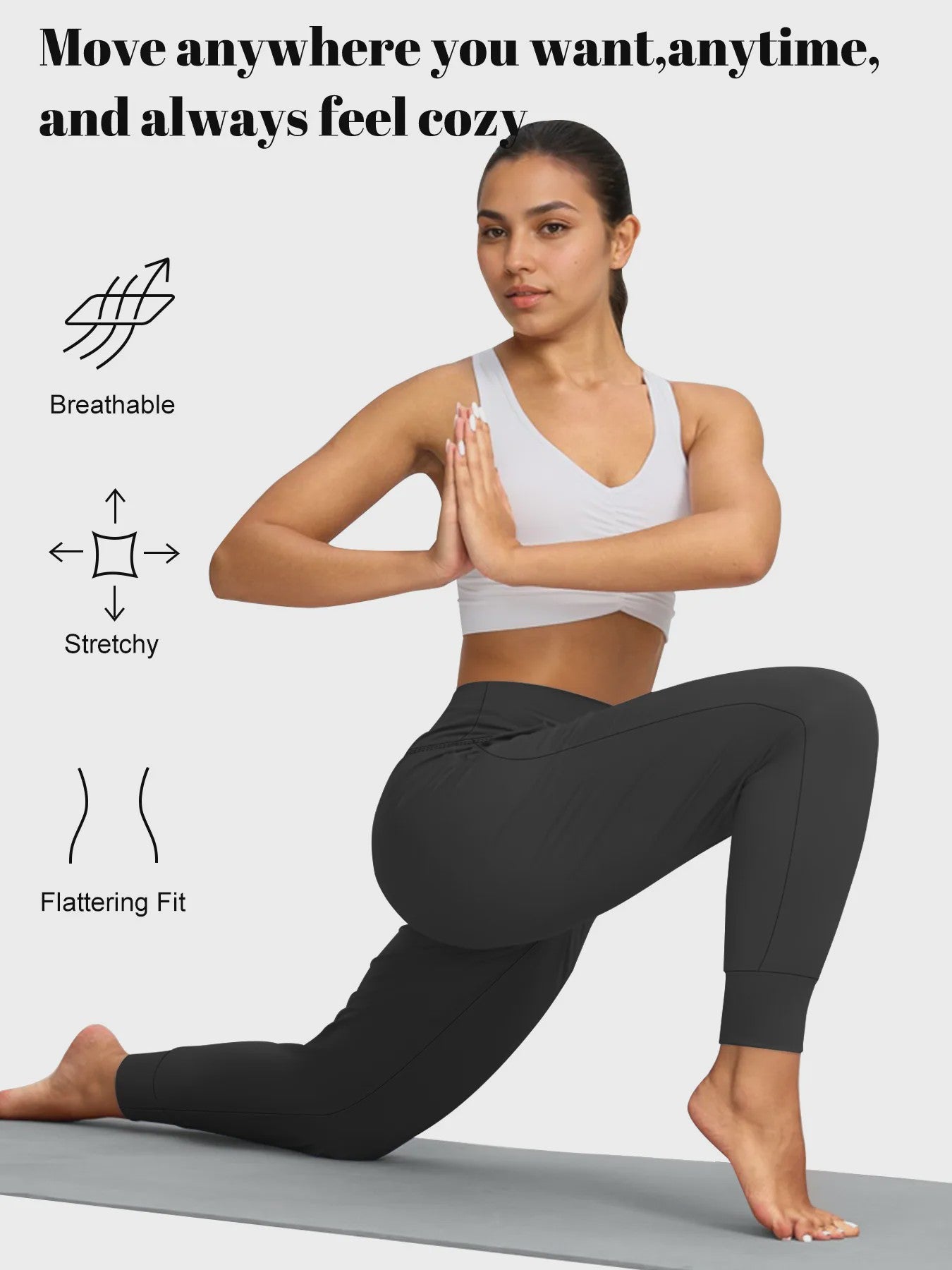Dames Joggingbroek Plus Size - Comfortabele Loungebroek met Zijzakken en Buikcontrole