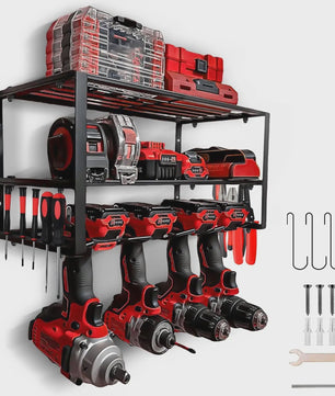 3-Laags Wandmontage Organizer voor Elektrisch Gereedschap - Werkplaats en Garage Opbergkast