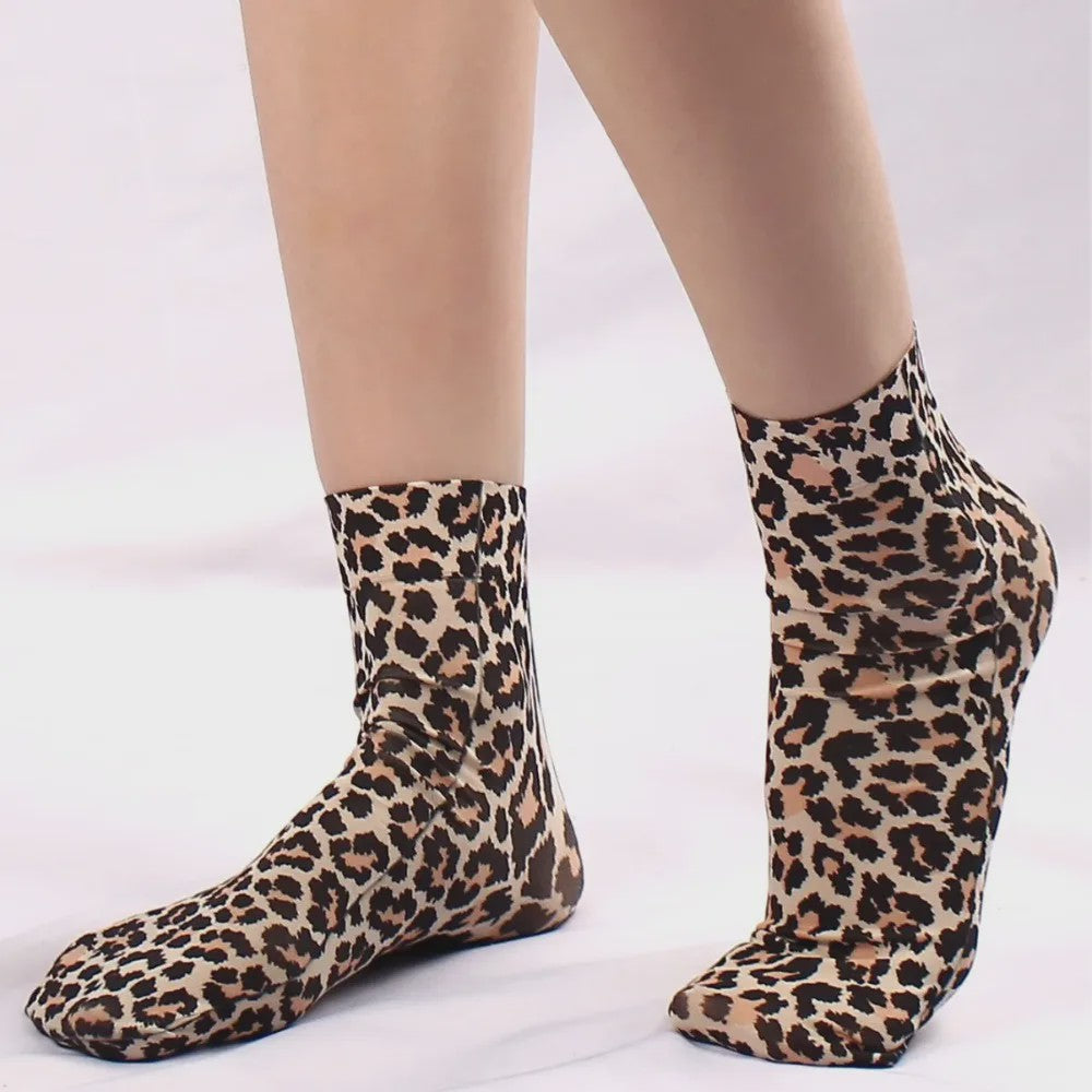 Leopard Print Korte Sokken - Zomerse Enkel Sokken met Bloemenpatroon