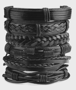 Heren Leren Armbanden Set - Viking, Gothic & Punk Stijl - Multilayer Vintage