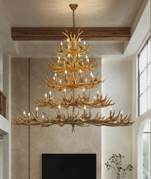 Grote Herten Gewei Kroonluchter - Sfeervolle Hanglamp voor Woonkamer & Loft