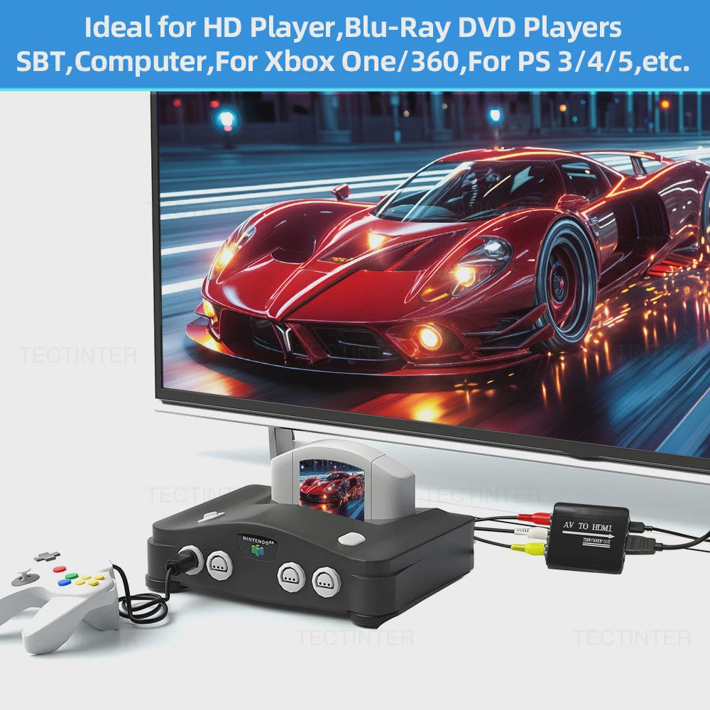 HD 1080P AV naar HDMI Converter voor Oude Consoles met USB Voeding
