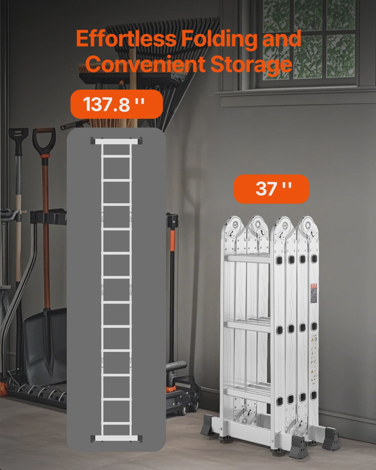 Multifunctionele Vouwladder 7-in-1 - Verstelbaar & Telescopisch voor Huis en Tuin