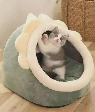 Schattig Cartoon Katten- en Hondenhok - Opvouwbaar, Wasbaar & Comfortabel Slaapbed