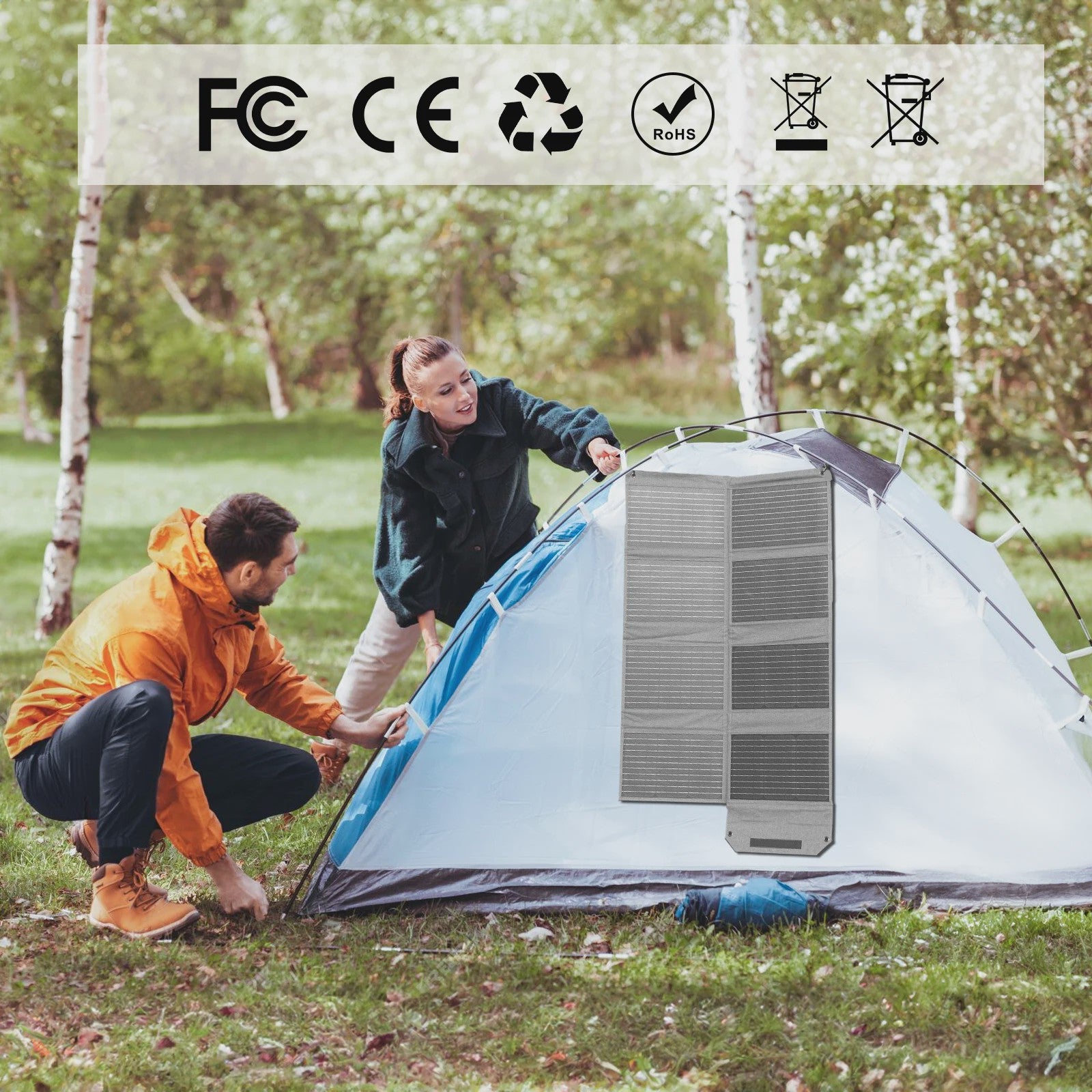 MHPOWOS 80W Opvouwbaar Zonnepaneel - Draagbare Powerbank met 4 Poorten & 7-in-1 Kabel voor Noodstroom