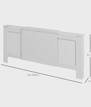 Verstelbare Radiatorombouw met Honingraatpatroon - 136-200 cm Breed