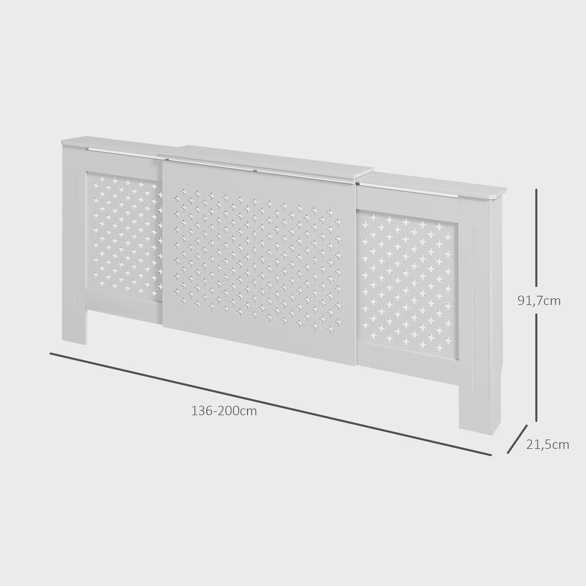 Verstelbare Radiatorombouw met Honingraatpatroon - 136-200 cm Breed