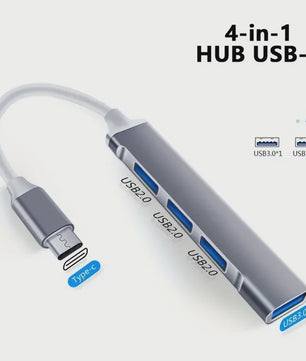 USB-C Hub 4-Poorts Multi-Splitter met OTG Functie voor Laptops en Smartphones