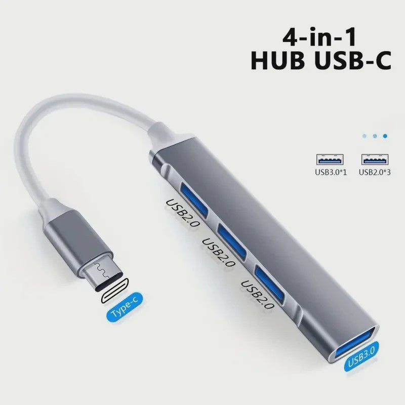 USB-C Hub 4-Poorts Multi-Splitter met OTG Functie voor Laptops en Smartphones