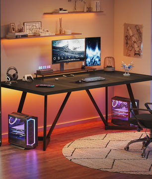 Tribesigns 180cm Executive Bureau - Modern Zwart Bureau met Metalen Frame