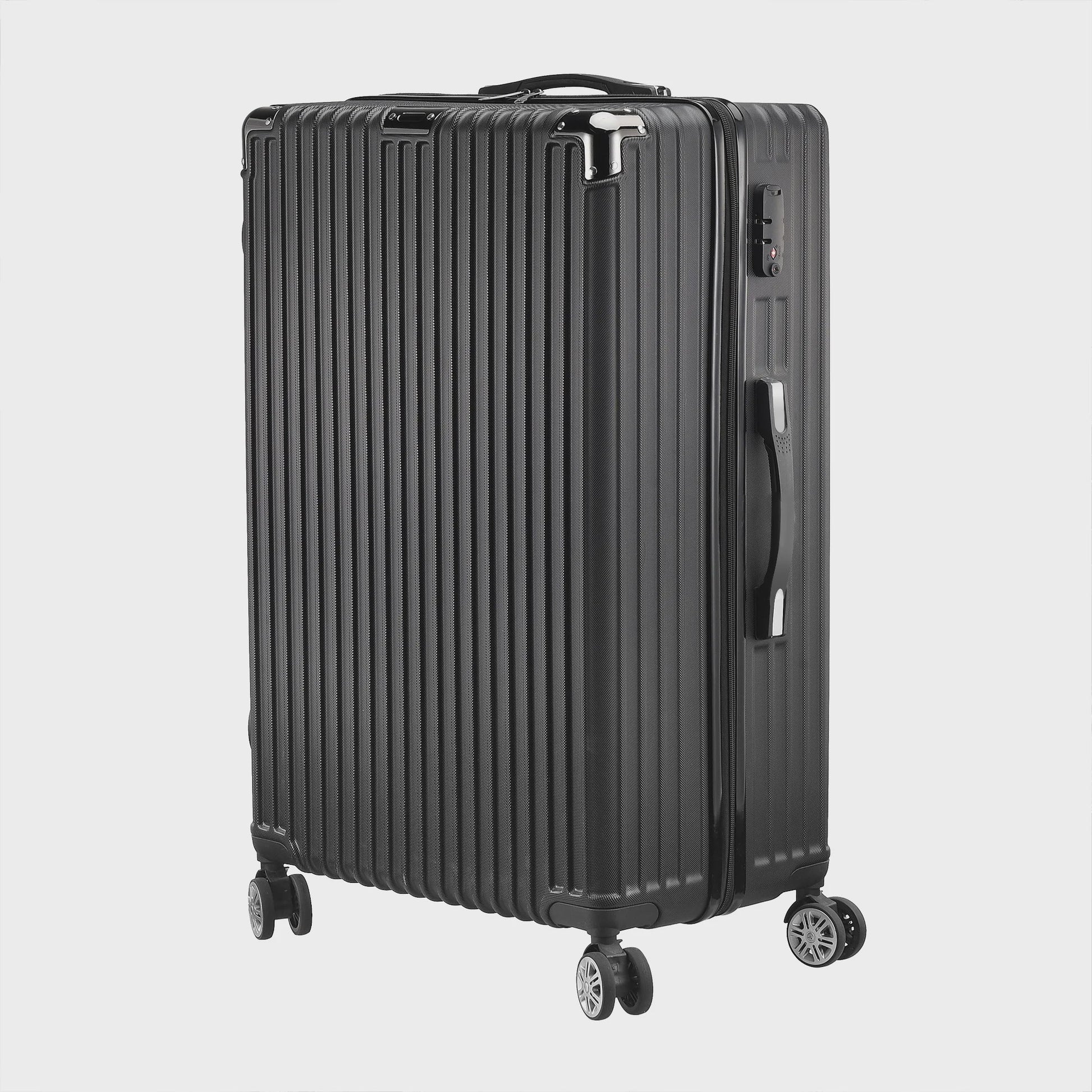Set van 3 Zwarte Hardcase Koffers met TSA-slot en Dubbele Wielen (M/L/XL)