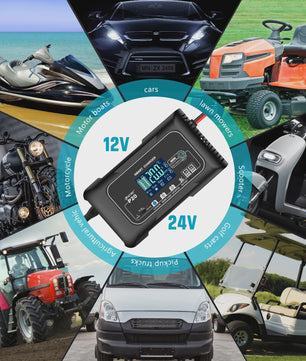 HTRC Slimme Acculader 12V/24V - Reparatie & Onderhoud voor Auto, Motor, AGM, Lithium