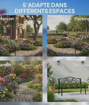 Outsunny 3-zits tuinbank metaal zwart - 127x60x85 cm - Stijlvol en anti-corrosie