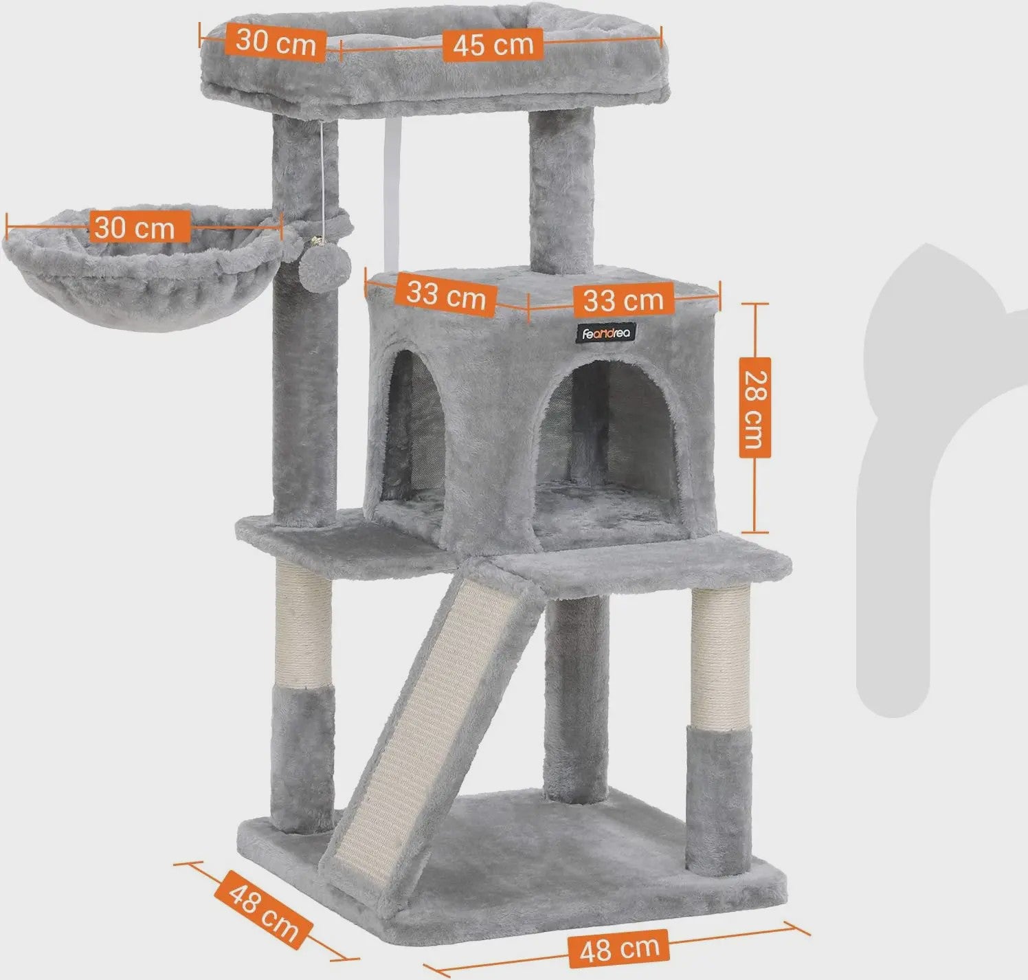 FEANDREA Krabpaal met Groot Observatiedek en Hangmat voor Katten