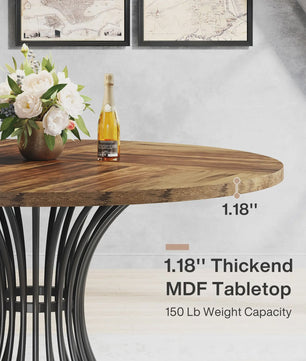Ronde Eettafel 4-6 Personen - 47-Inch Industriële Farmhouse Stijl