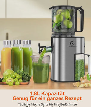 Automatische Slow Juicer Cold Press - 1.8L, 250W, BPA-Vrij, met 130mm invoer voor hele groenten en fruit