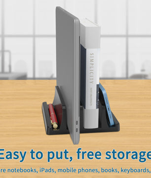 Verticale Laptop Stand met 3 Sleuven - Organizer voor MacBook, Tablet & Telefoon