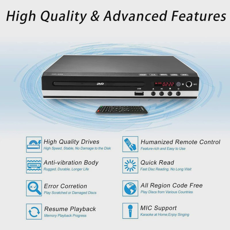 HD 1080P DVD Speler - Alle Regio's Vrij & USB Poort